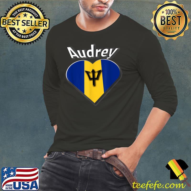Audrey Barbados Heart Flag T-Shirt Long Sleeve Tee Audrey Barbados Heart Flag T-Shirt Long Sleeve Tee