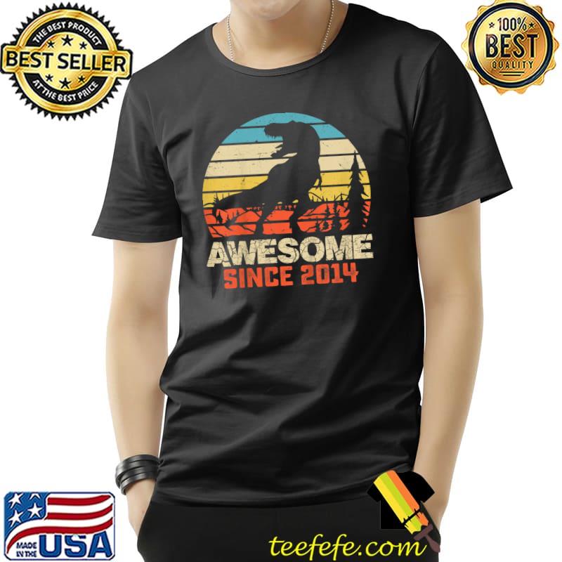 Awesome Since 2014 8th Birthday Boy Dinosaur T Rex 7 Year Old Vintage T-Shirt Awesome Since 2014 8th Birthday Boy Dinosaur T Rex 7 Year Old Vintage T-Shirt