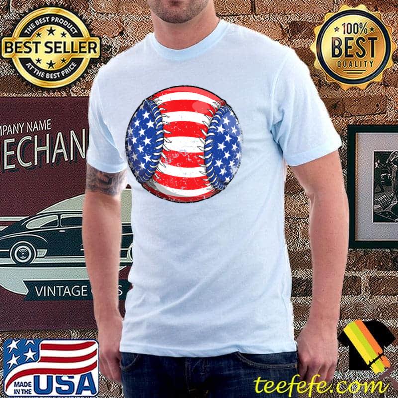 Baseball American Flag 4Th Of July Kids Boys S Classic T-Shirt