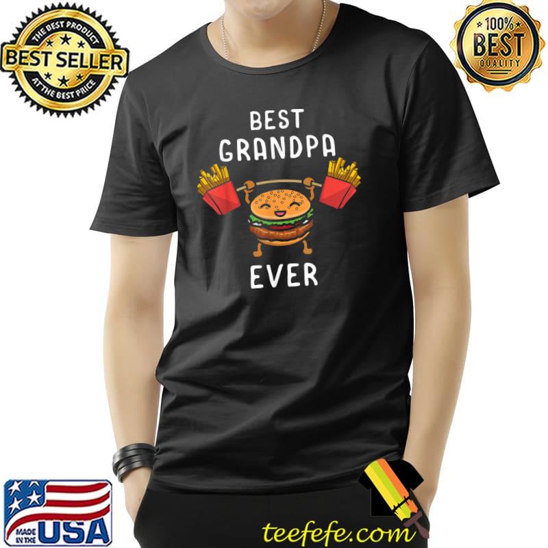 Best Grandpa Ever Weightlifter Hamburger T-Shirt