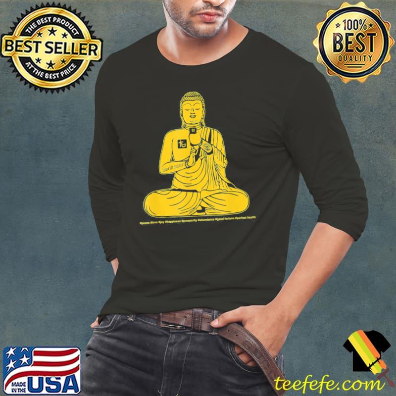 Buddha texting on cell phone peace love joy happiness s Long Sleeve Tee Buddha texting on cell phone peace love joy happiness s Long Sleeve Tee