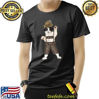 Cat Wearing Lederhosen For Oktoberfest T-Shirt
