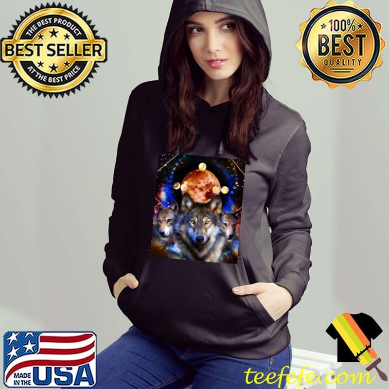 Cosmic Space Wolf Wolves Pack Moon T-Shirt Hoodie Cosmic Space Wolf Wolves Pack Moon T-Shirt Hoodie
