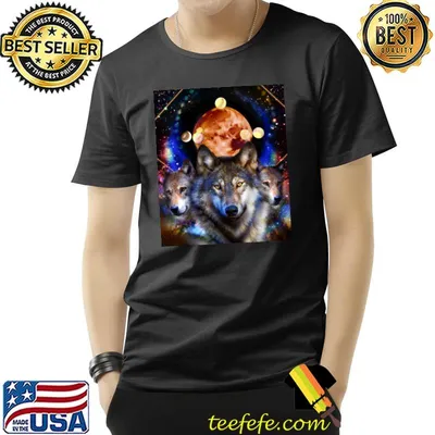 Cosmic Space Wolf Wolves Pack Moon T-Shirt