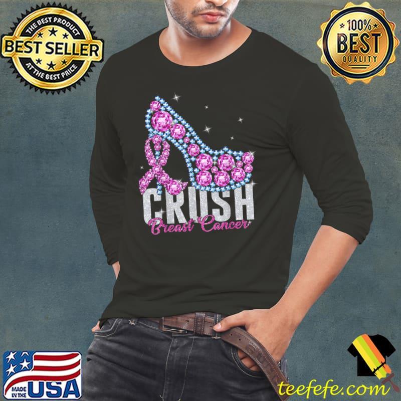 Crush Breast Cancer Bling Diamond T-Shirt Long Sleeve Tee Crush Breast Cancer Bling Diamond T-Shirt Long Sleeve Tee