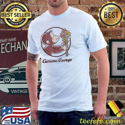 Curious george flower fan for kids shirt