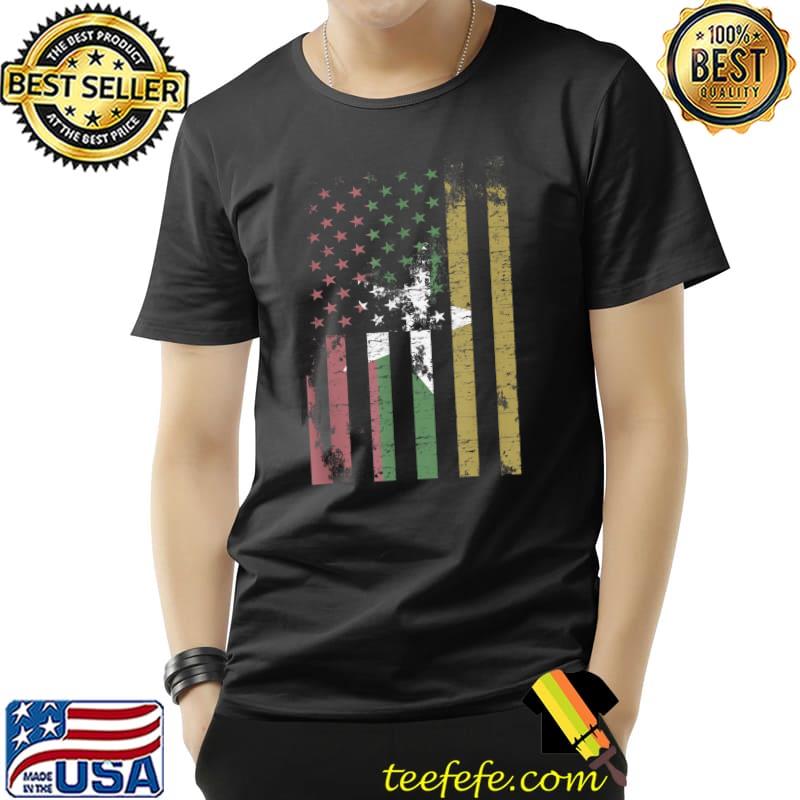 Distressed Myanmar flag over American flag T-Shirt
