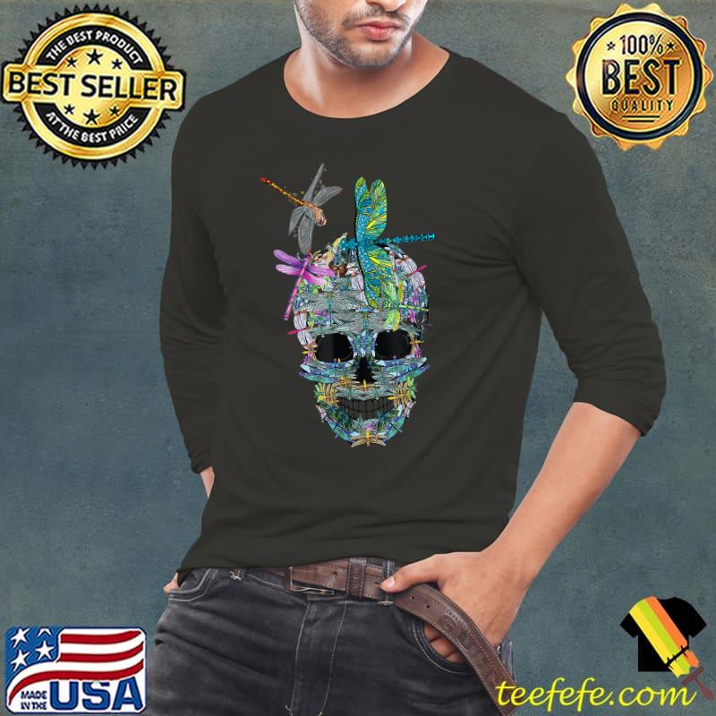 Dragonflies Skull Halloween T-Shirt Long Sleeve Tee Dragonflies Skull Halloween T-Shirt Long Sleeve Tee