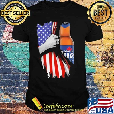 Drinking American Flag Labatt Blue Beer Light Canadian Shirt