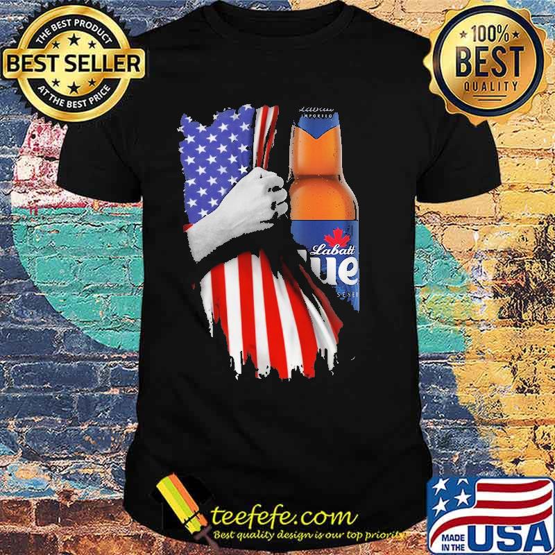 Drinking American Flag Labatt Blue Beer Light Canadian Shirt