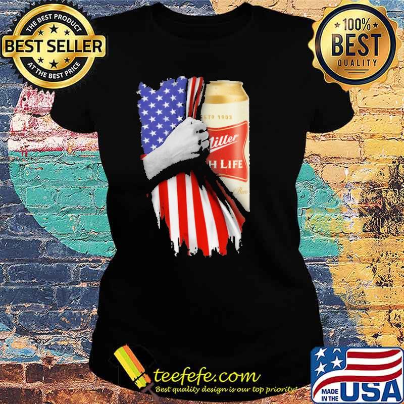Drinking American Flag Miller High Life Shirt Ladies tee Drinking American Flag Miller High Life Shirt Ladies tee