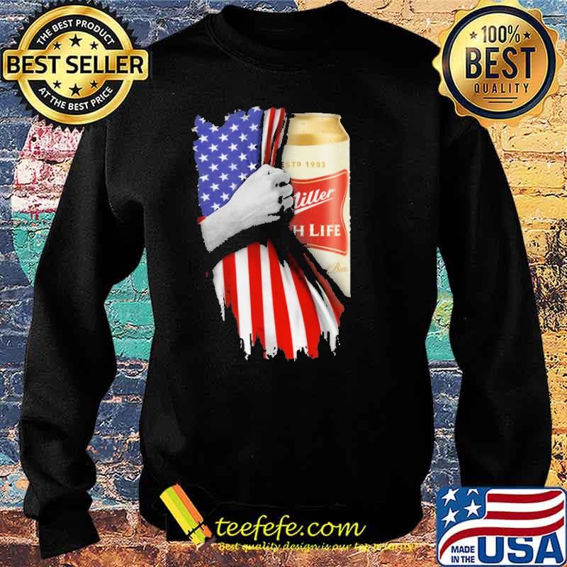 Drinking American Flag Miller High Life Shirt Sweater Drinking American Flag Miller High Life Shirt Sweater
