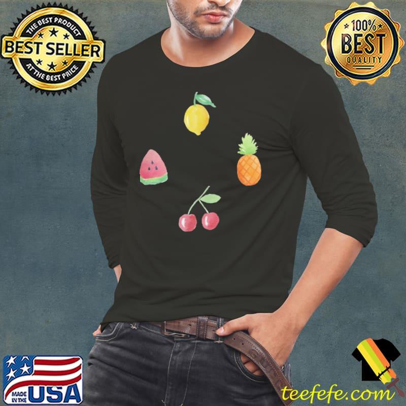 Fruit pattern t white watercolor fruit quad classic s Long Sleeve Tee Fruit pattern t white watercolor fruit quad classic s Long Sleeve Tee