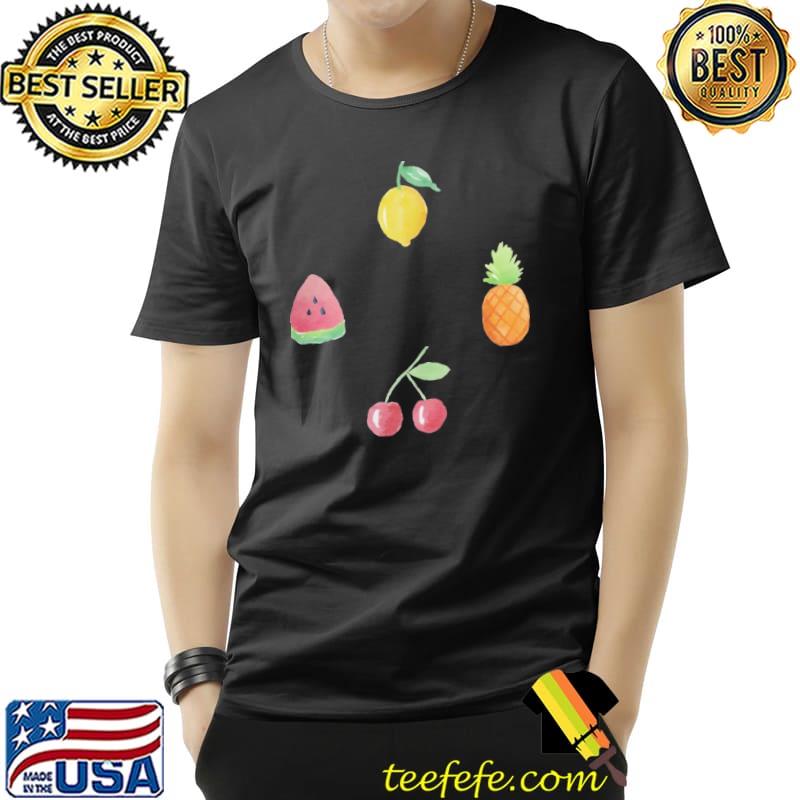Fruit pattern t white watercolor fruit quad classic shirt
