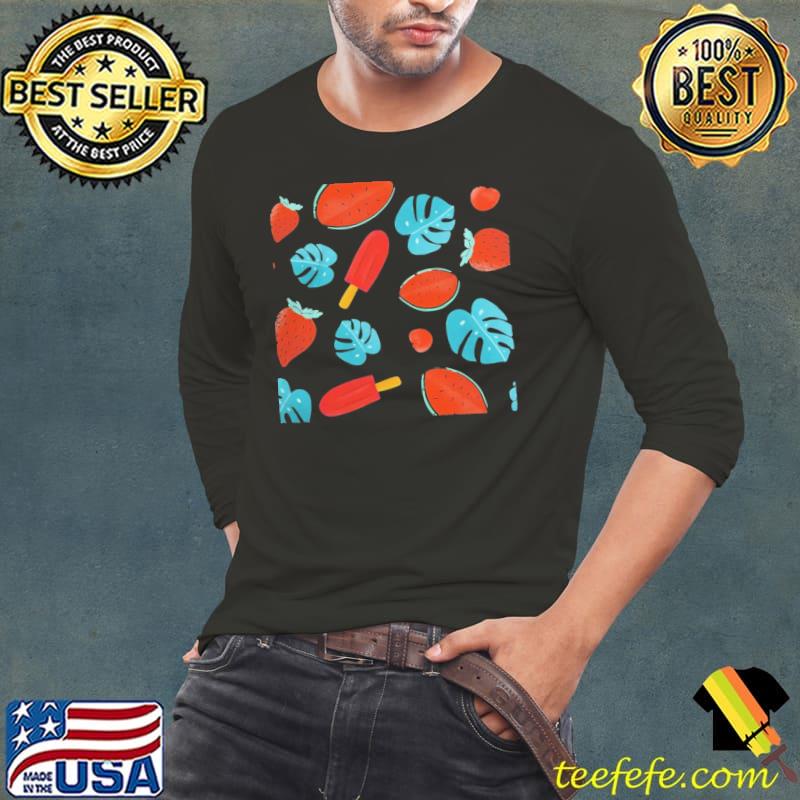 Fruits pattern t watermelon leaves fruit classic s Long Sleeve Tee Fruits pattern t watermelon leaves fruit classic s Long Sleeve Tee