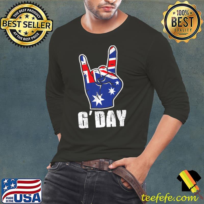 G'Day Good Australian Flag Rock Australia T-Shirt Long Sleeve Tee G'Day Good Australian Flag Rock Australia T-Shirt Long Sleeve Tee