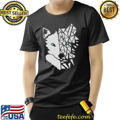 Geometric grey wolf shirt