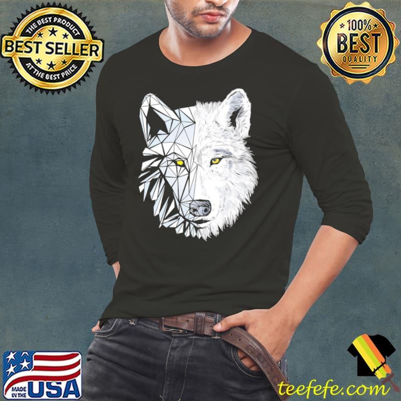 Geometrical sketch wolf half outdoor hunting design rustic s Long Sleeve Tee Geometrical sketch wolf half outdoor hunting design rustic s Long Sleeve Tee