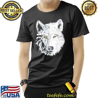 Geometrical sketch wolf half outdoor hunting design rustic shirt