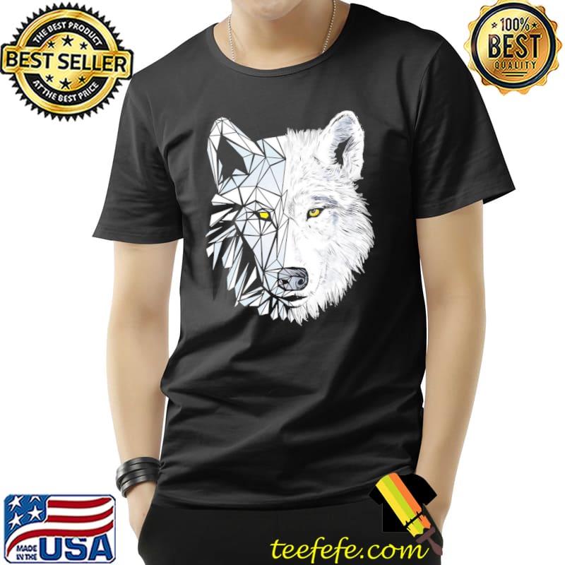 Geometrical sketch wolf half outdoor hunting design rustic shirt