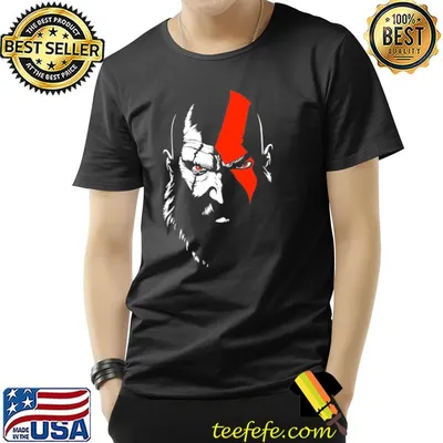 God of war ragnarök game character kratos portrait art shirt