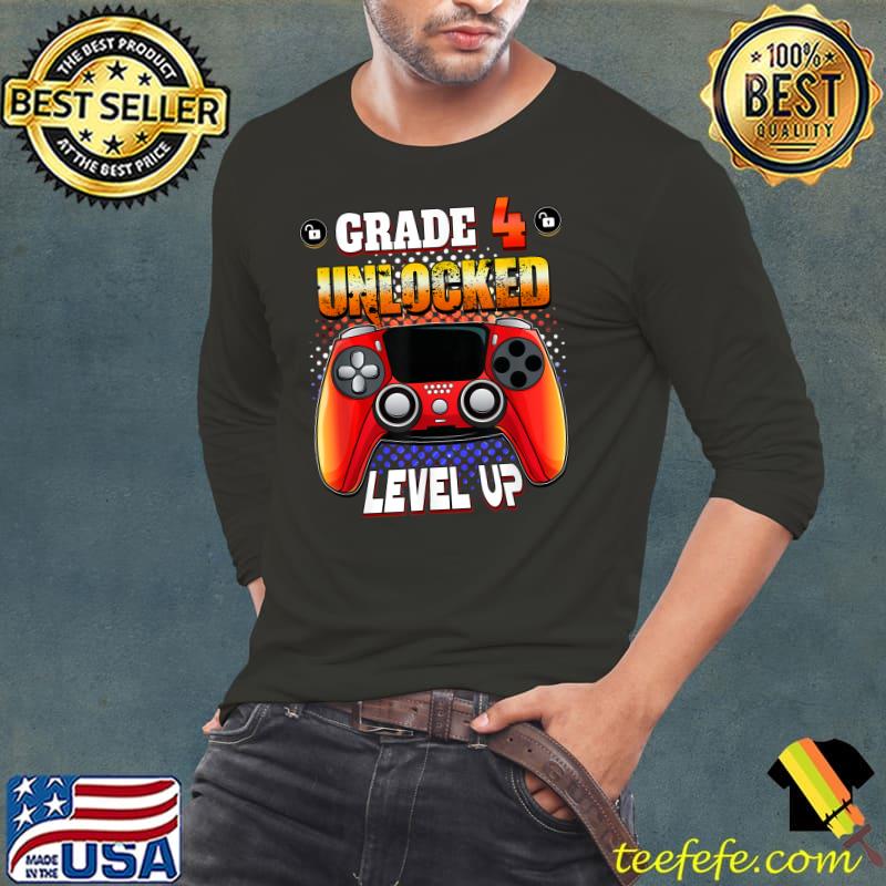 Grade 4 Unlocked Level Up Video Gamer Back to School T-Shirt Long Sleeve Tee Grade 4 Unlocked Level Up Video Gamer Back to School T-Shirt Long Sleeve Tee
