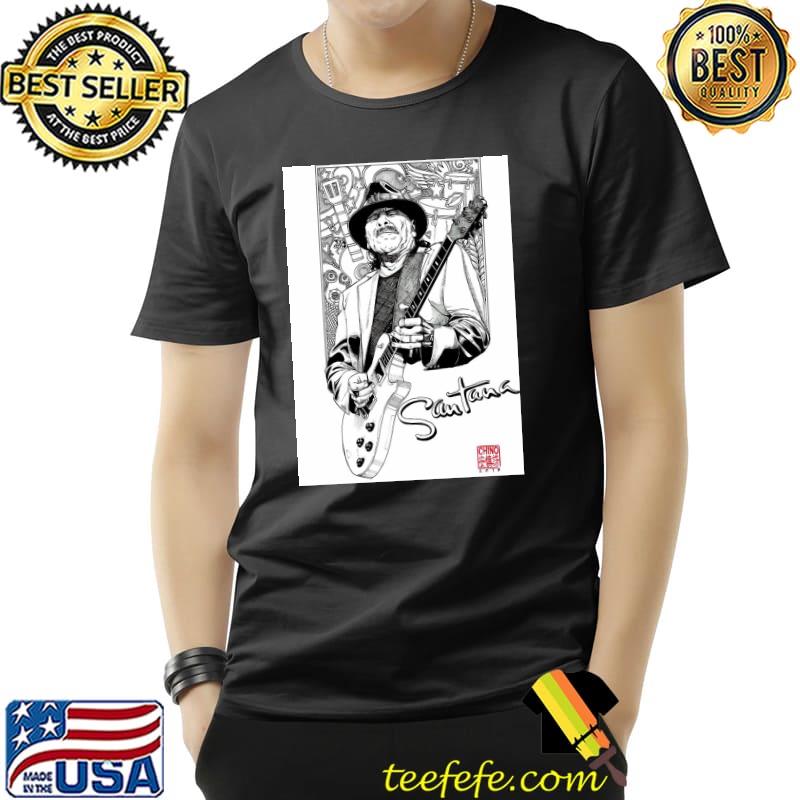 Guitarist carlos Santana sketch art shirt