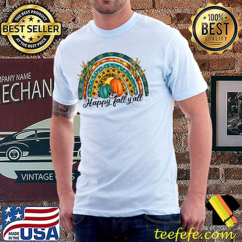 Halloween Happy Fall Y'all Pumpkin Leopard Cowhide Plaid Sunflower T-Shirt Halloween Happy Fall Y'all Pumpkin Leopard Cowhide Plaid Sunflower T-Shirt