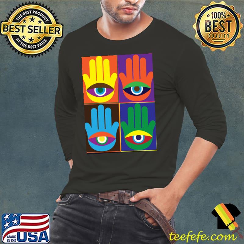 Hamsa colored design hand shine eye design unsex s Long Sleeve Tee Hamsa colored design hand shine eye design unsex s Long Sleeve Tee