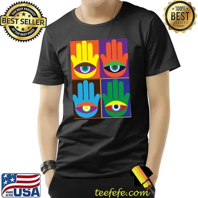 Hamsa colored design hand shine eye design unsex shirt