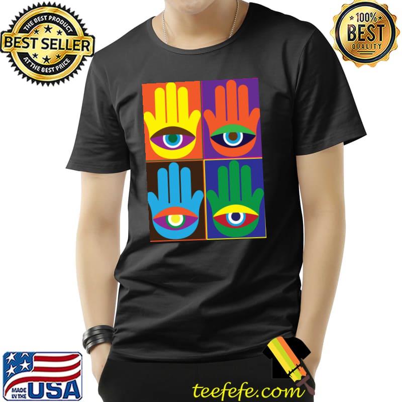 Hamsa colored design hand shine eye design unsex shirt