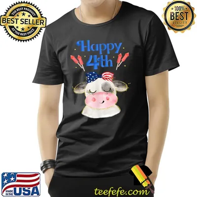 Happy 4th of July Independence Day Cow American Bandana T-Shirt