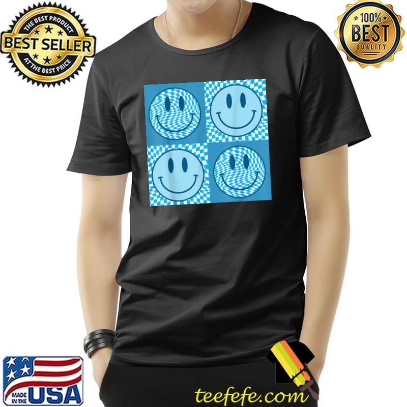 Happy face checkered pattern smile face meme trendy costume shirt