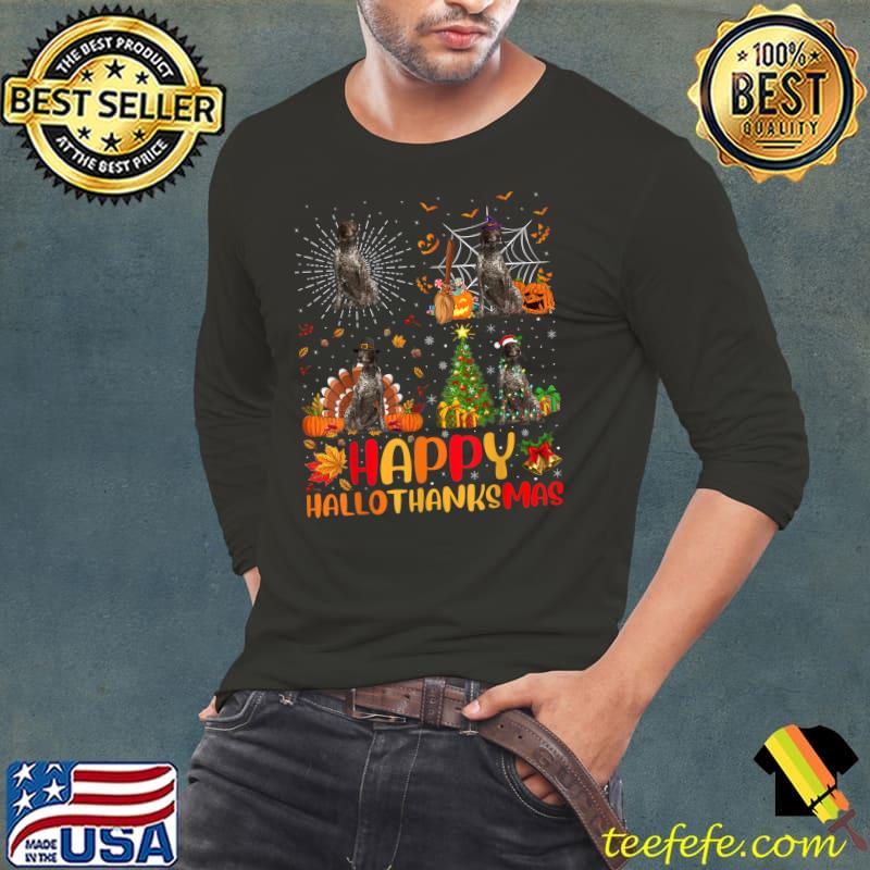 Happy Hallothanksmas German Shorthaired Pointer Dog Tree Xmas Christmas T-Shirt Long Sleeve Tee Happy Hallothanksmas German Shorthaired Pointer Dog Tree Xmas Christmas T-Shirt Long Sleeve Tee