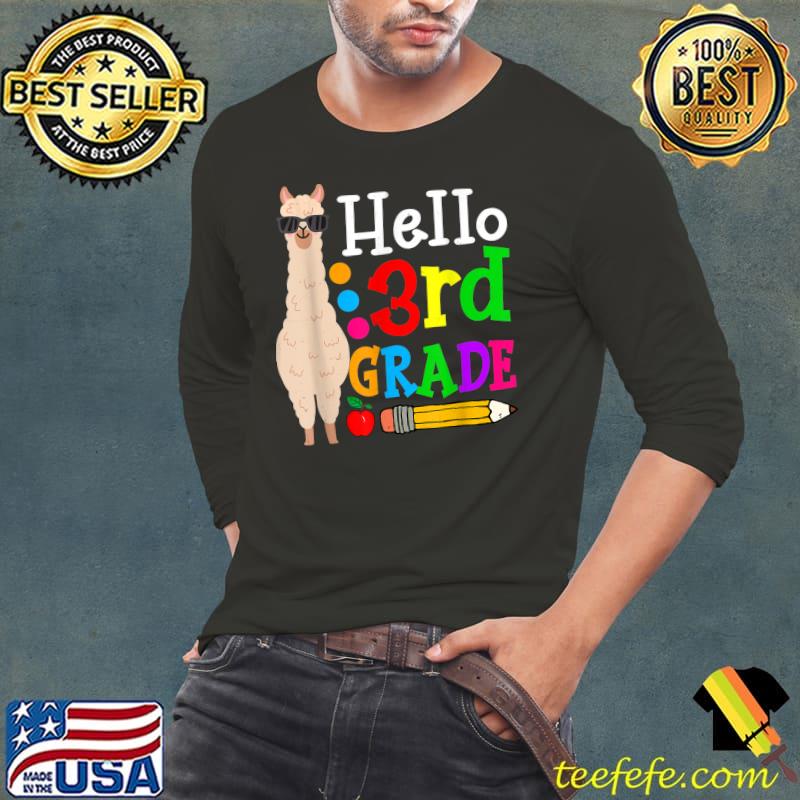 Hello 3rd Grade Llama First Day T-Shirt Long Sleeve Tee Hello 3rd Grade Llama First Day T-Shirt Long Sleeve Tee
