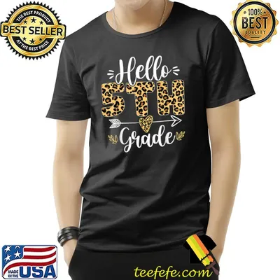 Hello 5th Fifth Grade Leopard Teacher Back To School T-Shirt