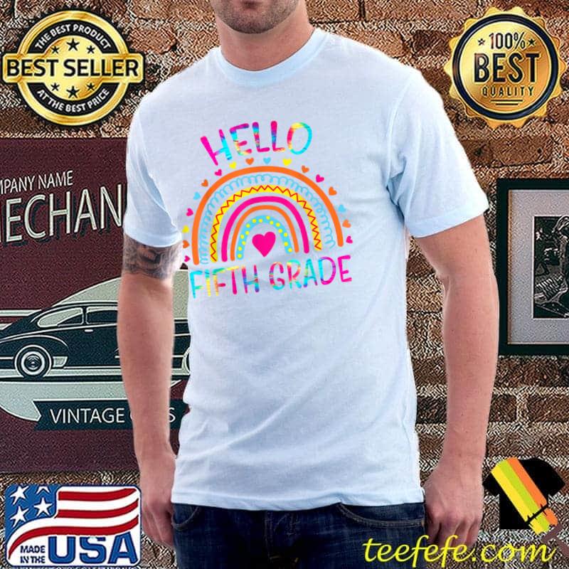 Hello Fifth Grade Tie Dye Rainbow T-Shirt