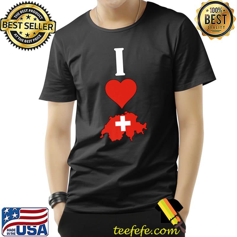 I Heart Switzerland Flag Map T-Shirt