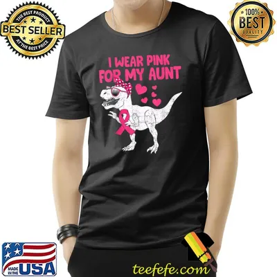 I Wear Pink For My Mama Breast Cancer Dino Pink Ribbon T-Shirt