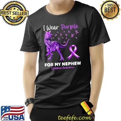I Wear Purple For My Nephew Epilepsy Awareness Dinosaur T-Shirt