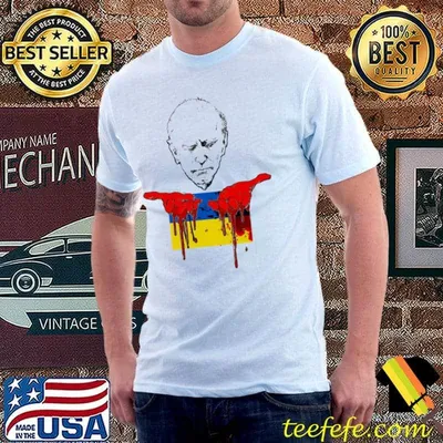 Joe Biden blood hand ukrainian flag shirt