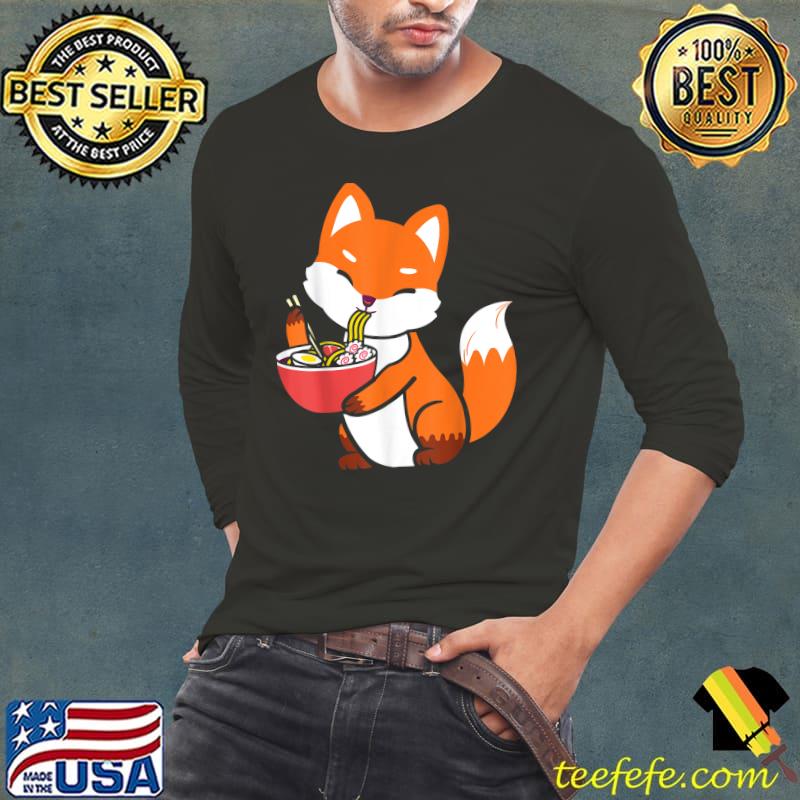Kawaii Cat Having Ramen Bowl Japanese T-Shirt Long Sleeve Tee Kawaii Cat Having Ramen Bowl Japanese T-Shirt Long Sleeve Tee
