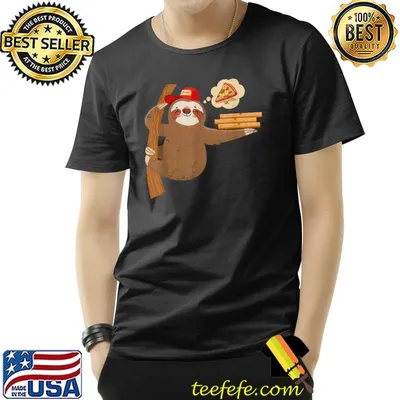 Kawaii Sloth Animal Pizza T-Shirt