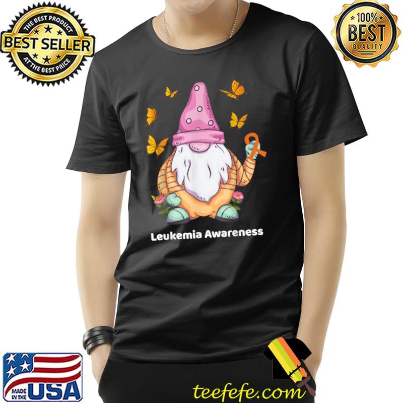 Leukemia Survivor Gnome Leukemia Butterfly Awarenes Ribbon T-Shirt