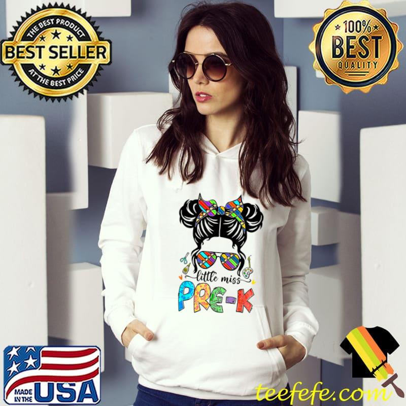 Little Miss Pre-K Girls Messy Bun Back To School 2022 T-Shirt Hoodie Little Miss Pre-K Girls Messy Bun Back To School 2022 T-Shirt Hoodie