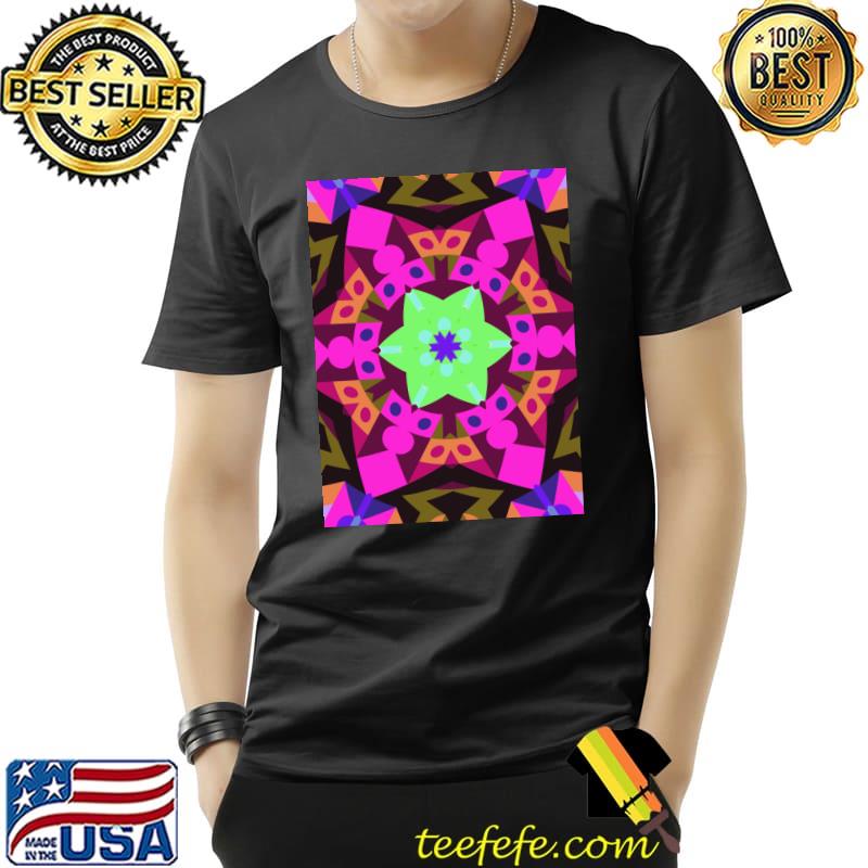 Mandala Flower Orange Pink and Green T-Shirt