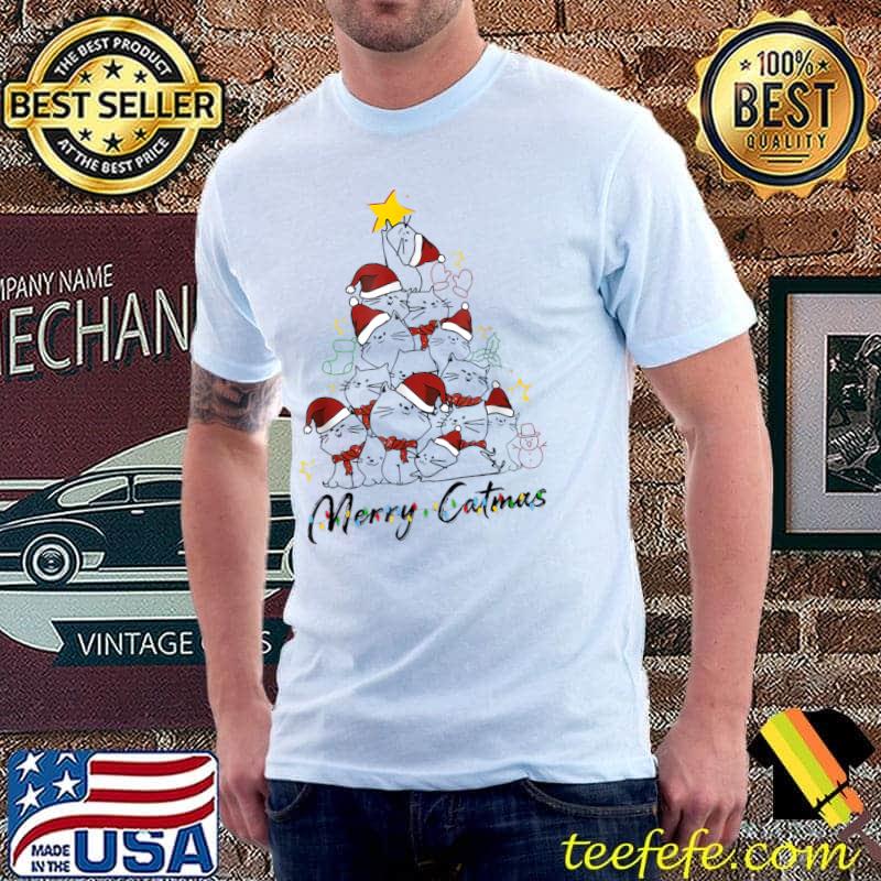Merry Catmas Pajama Xmas Lights Cat T-Shirt