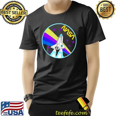 Nasa Space Shuttle Worm Logo Rainbow T-Shirt
