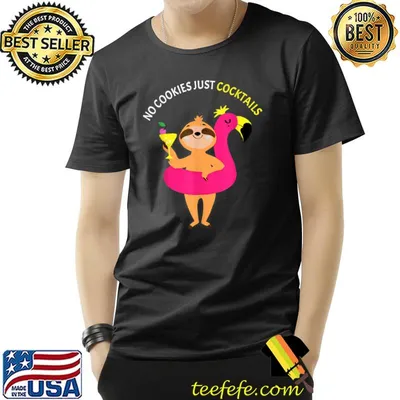 No Cookies Just Cocktails Summer Sloth Flamingo T-Shirt