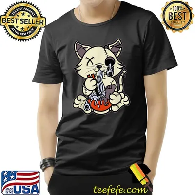 Pastel Goth Kawaii Cat With Ramen Halloween T-Shirt
